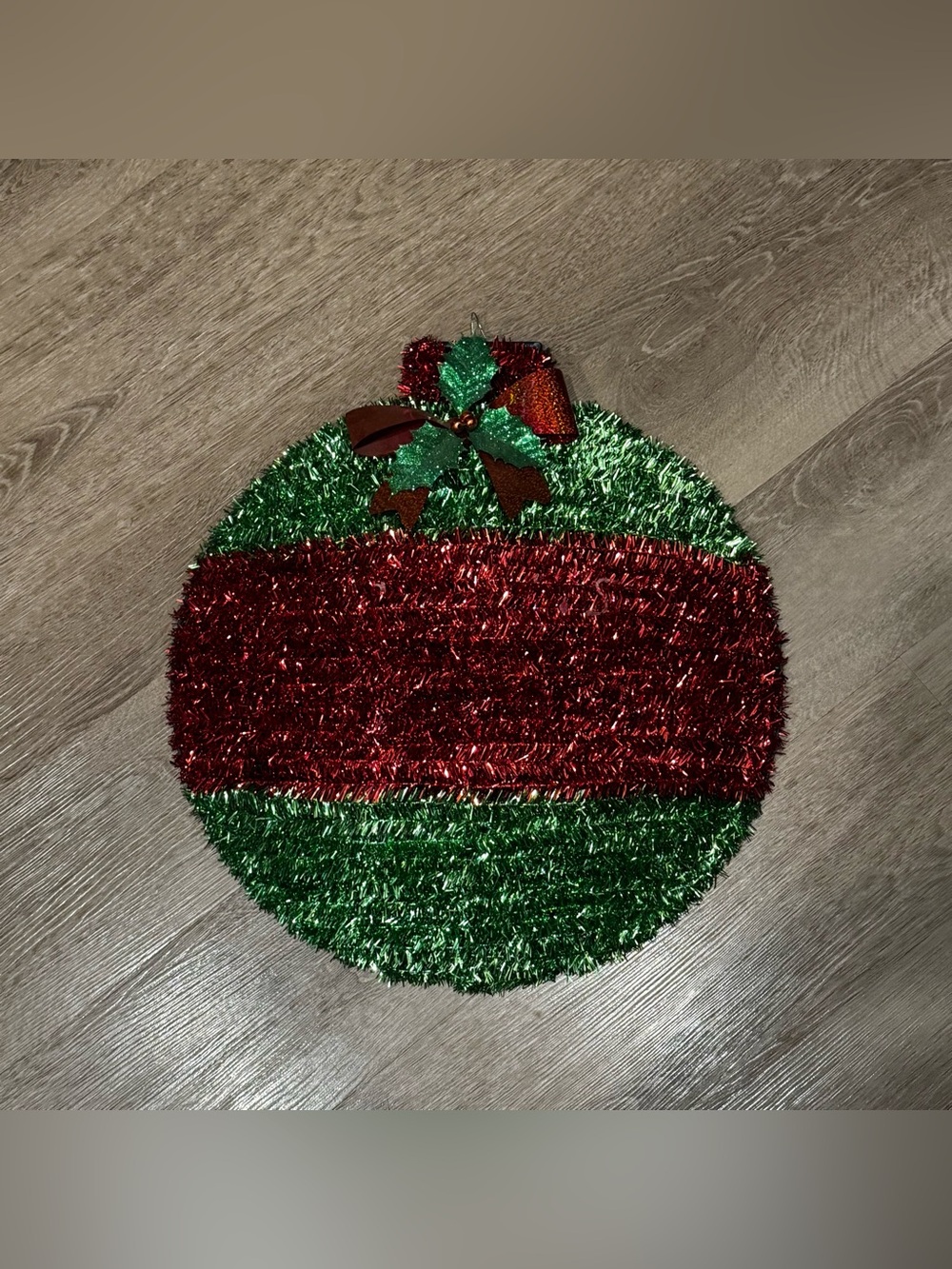 Festive Red and Green Tinsel Holiday Wall Accent